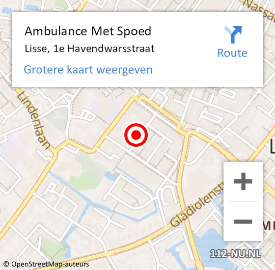 Locatie op kaart van de 112 melding: Ambulance Met Spoed Naar Lisse, 1e Havendwarsstraat op 5 maart 2022 01:36