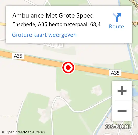 Locatie op kaart van de 112 melding: Ambulance Met Grote Spoed Naar Enschede, A35 hectometerpaal: 68,4 op 5 maart 2022 02:15