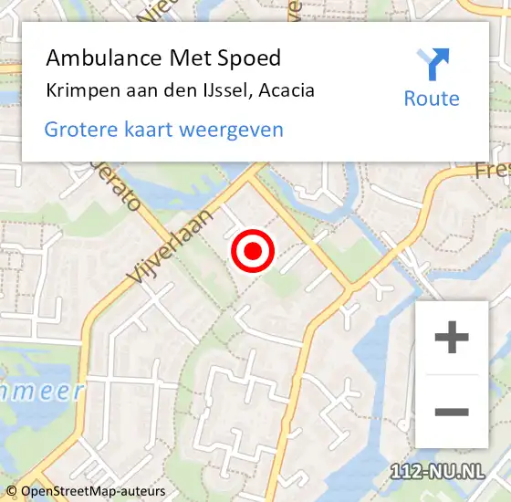 Locatie op kaart van de 112 melding: Ambulance Met Spoed Naar Krimpen aan den IJssel, Acacia op 5 maart 2022 05:18