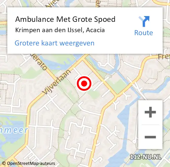 Locatie op kaart van de 112 melding: Ambulance Met Grote Spoed Naar Krimpen aan den IJssel, Acacia op 5 maart 2022 05:23