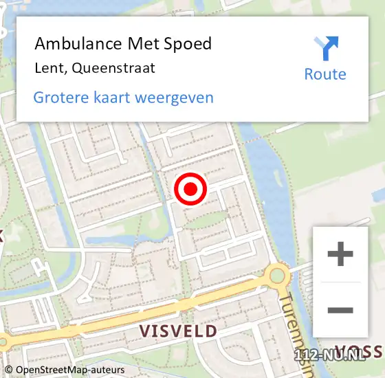 Locatie op kaart van de 112 melding: Ambulance Met Spoed Naar Lent, Queenstraat op 5 maart 2022 06:40