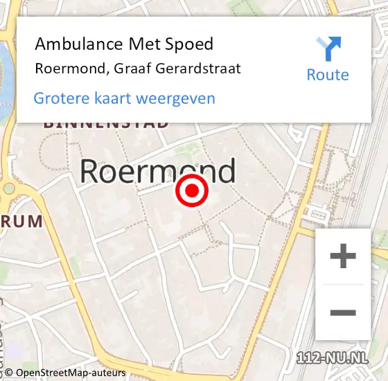 Locatie op kaart van de 112 melding: Ambulance Met Spoed Naar Roermond, Graaf Gerardstraat op 5 maart 2022 09:46