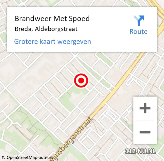 Locatie op kaart van de 112 melding: Brandweer Met Spoed Naar Breda, Aldeborgstraat op 5 maart 2022 13:23