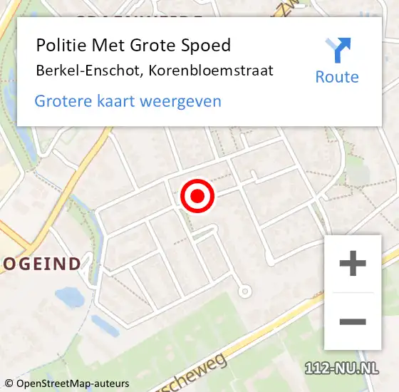 Locatie op kaart van de 112 melding: Politie Met Grote Spoed Naar Berkel-Enschot, Korenbloemstraat op 5 maart 2022 14:54