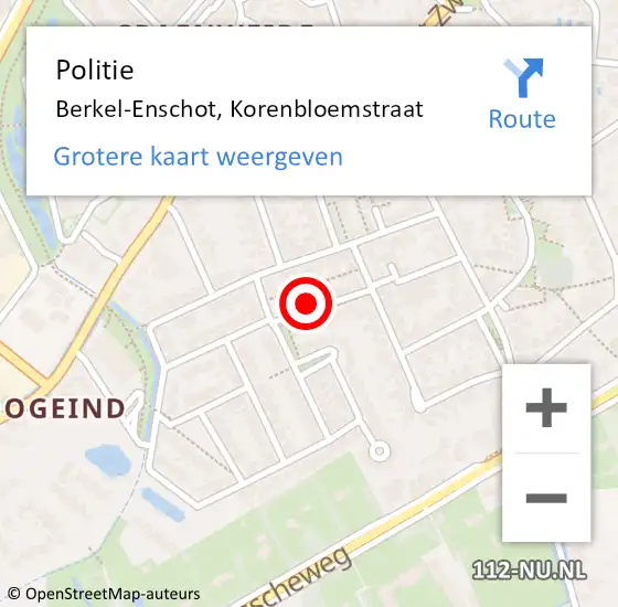 Locatie op kaart van de 112 melding: Politie Berkel-Enschot, Korenbloemstraat op 5 maart 2022 14:54