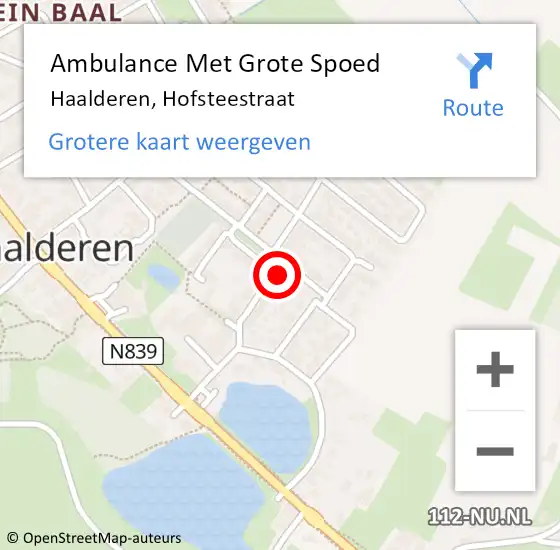 Locatie op kaart van de 112 melding: Ambulance Met Grote Spoed Naar Haalderen, Hofsteestraat op 5 maart 2022 14:54