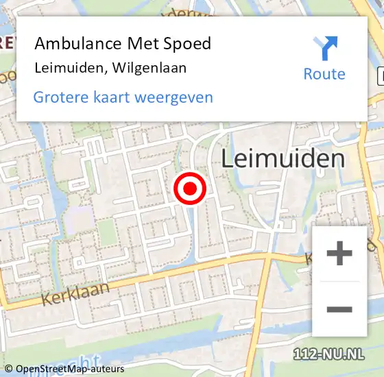 Locatie op kaart van de 112 melding: Ambulance Met Spoed Naar Leimuiden, Wilgenlaan op 5 maart 2022 15:04