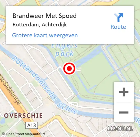 Locatie op kaart van de 112 melding: Brandweer Met Spoed Naar Rotterdam, Achterdijk op 5 maart 2022 15:58