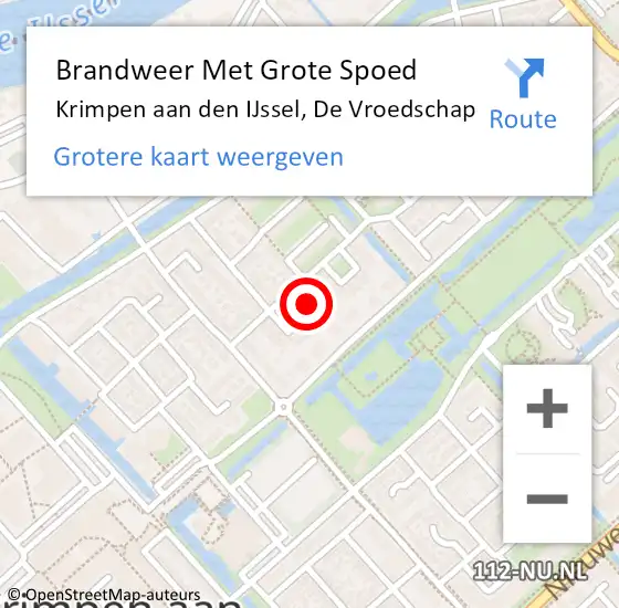 Locatie op kaart van de 112 melding: Brandweer Met Grote Spoed Naar Krimpen aan den IJssel, De Vroedschap op 5 maart 2022 18:38