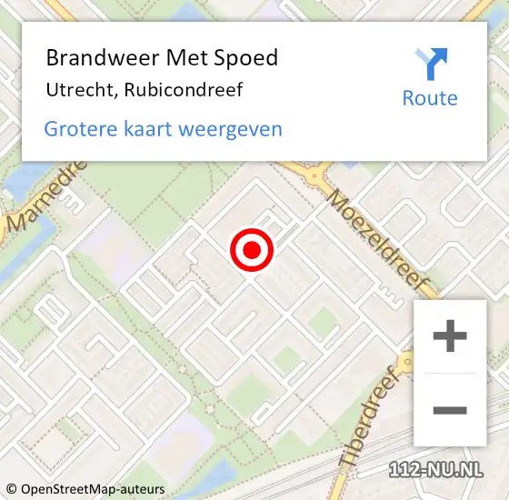 Locatie op kaart van de 112 melding: Brandweer Met Spoed Naar Utrecht, Rubicondreef op 5 maart 2022 19:46