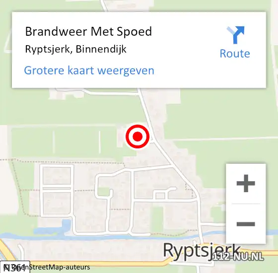 Locatie op kaart van de 112 melding: Brandweer Met Spoed Naar Ryptsjerk, Binnendijk op 5 maart 2022 20:38