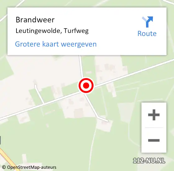 Locatie op kaart van de 112 melding: Brandweer Leutingewolde, Turfweg op 5 maart 2022 22:04