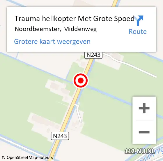 Locatie op kaart van de 112 melding: Trauma helikopter Met Grote Spoed Naar Noordbeemster, Middenweg op 5 maart 2022 22:54