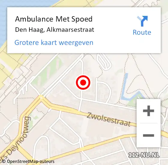 Locatie op kaart van de 112 melding: Ambulance Met Spoed Naar Den Haag, Alkmaarsestraat op 6 maart 2022 02:32