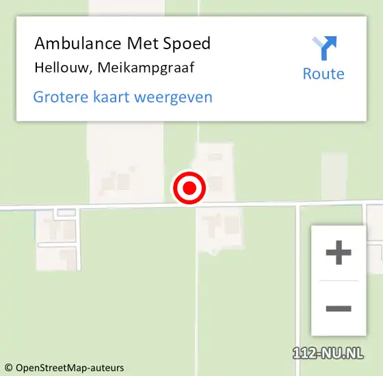 Locatie op kaart van de 112 melding: Ambulance Met Spoed Naar Hellouw, Meikampgraaf op 6 maart 2022 03:23