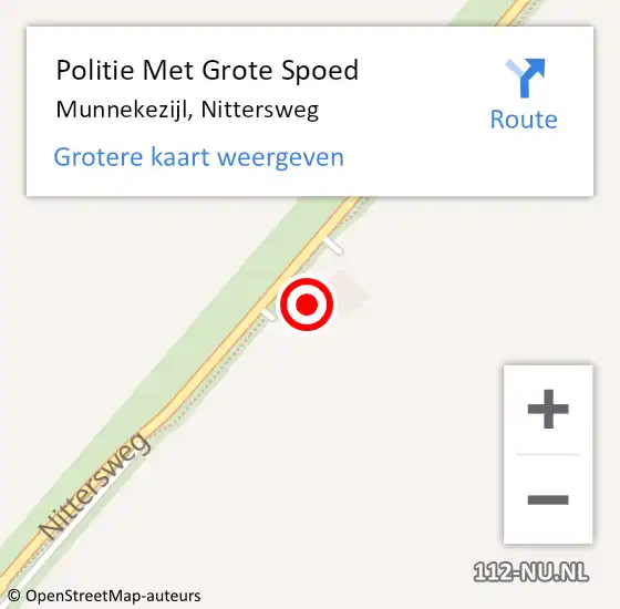 Locatie op kaart van de 112 melding: Politie Met Grote Spoed Naar Munnekezijl, Nittersweg op 6 maart 2022 04:52