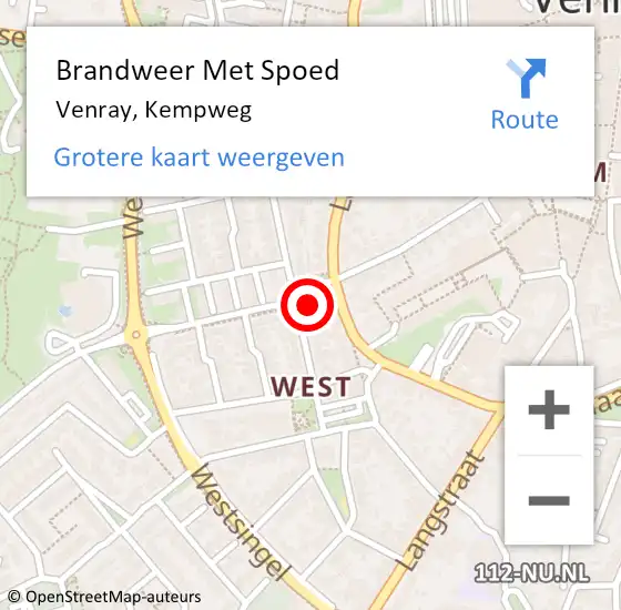 Locatie op kaart van de 112 melding: Brandweer Met Spoed Naar Venray, Kempweg op 6 maart 2022 08:28