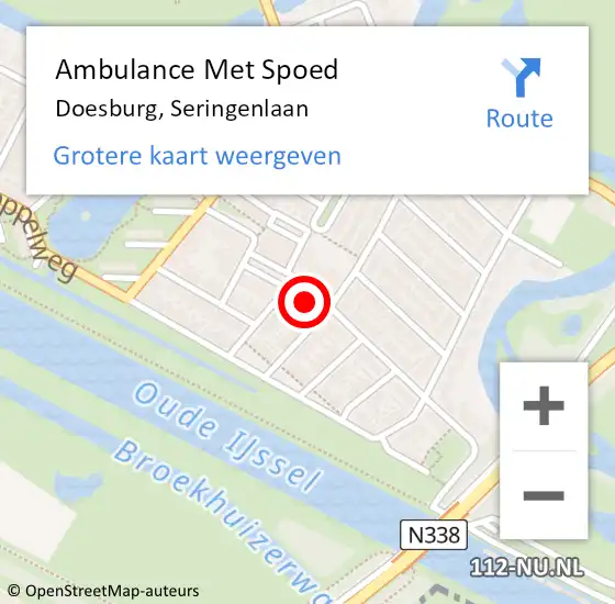 Locatie op kaart van de 112 melding: Ambulance Met Spoed Naar Doesburg, Seringenlaan op 6 maart 2022 11:29