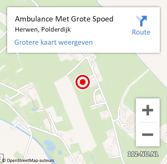 Locatie op kaart van de 112 melding: Ambulance Met Grote Spoed Naar Herwen, Polderdijk op 6 maart 2022 11:44