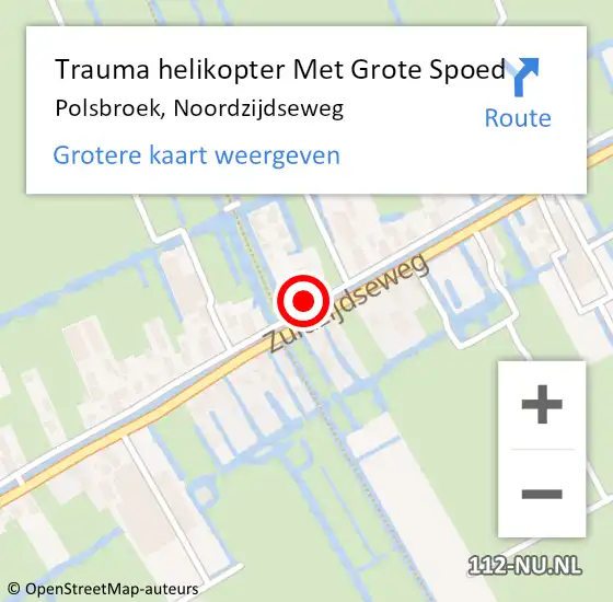 Locatie op kaart van de 112 melding: Trauma helikopter Met Grote Spoed Naar Polsbroek, Noordzijdseweg op 6 maart 2022 13:05