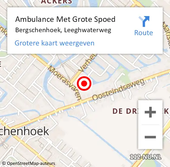 Locatie op kaart van de 112 melding: Ambulance Met Grote Spoed Naar Bergschenhoek, Leeghwaterweg op 6 maart 2022 13:08