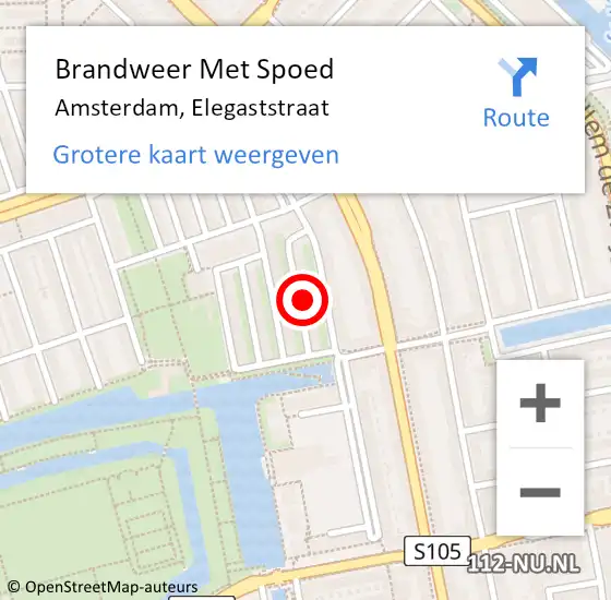 Locatie op kaart van de 112 melding: Brandweer Met Spoed Naar Amsterdam, Elegaststraat op 6 maart 2022 14:00