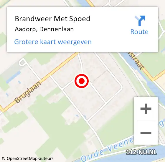 Locatie op kaart van de 112 melding: Brandweer Met Spoed Naar Aadorp, Dennenlaan op 6 maart 2022 15:56