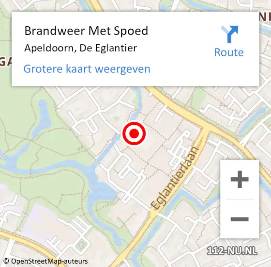 Locatie op kaart van de 112 melding: Brandweer Met Spoed Naar Apeldoorn, De Eglantier op 6 maart 2022 16:26