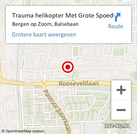 Locatie op kaart van de 112 melding: Trauma helikopter Met Grote Spoed Naar Bergen op Zoom, Balsebaan op 6 maart 2022 21:17