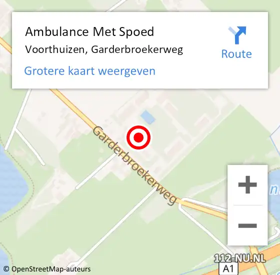 Locatie op kaart van de 112 melding: Ambulance Met Spoed Naar Voorthuizen, Garderbroekerweg op 7 maart 2022 07:53