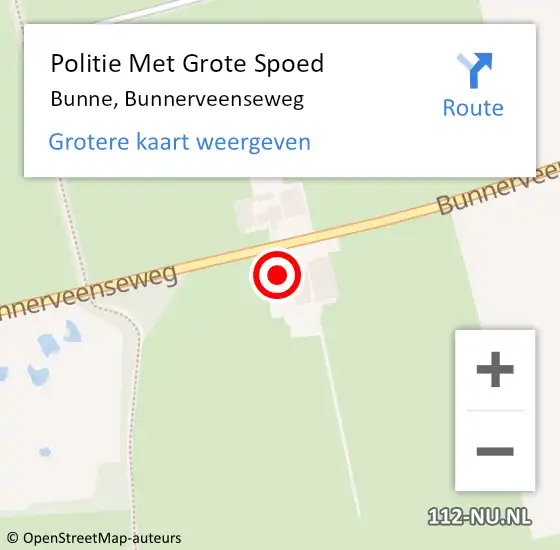 Locatie op kaart van de 112 melding: Politie Met Grote Spoed Naar Bunne, Bunnerveenseweg op 7 maart 2022 08:01