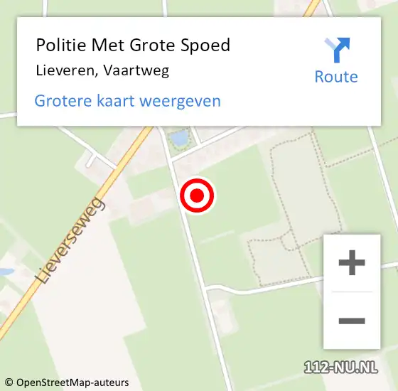 Locatie op kaart van de 112 melding: Politie Met Grote Spoed Naar Lieveren, Vaartweg op 7 maart 2022 08:03