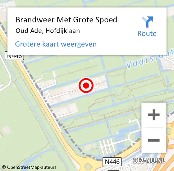 Locatie op kaart van de 112 melding: Brandweer Met Grote Spoed Naar Oud Ade, Hofdijklaan op 7 maart 2022 10:09