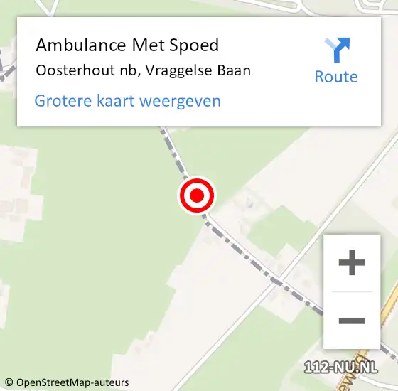 Locatie op kaart van de 112 melding: Ambulance Met Spoed Naar Oosterhout nb, Vraggelse Baan op 10 juli 2014 12:32