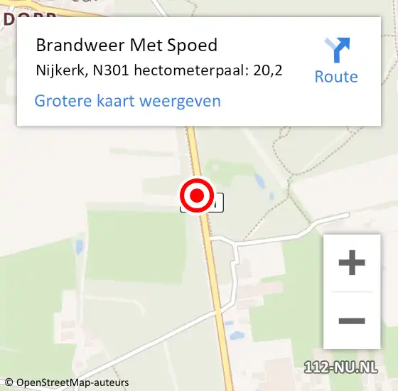 Locatie op kaart van de 112 melding: Brandweer Met Spoed Naar Nijkerk, N301 hectometerpaal: 20,2 op 7 maart 2022 13:43