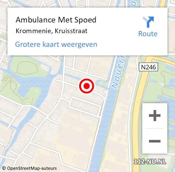 Locatie op kaart van de 112 melding: Ambulance Met Spoed Naar Krommenie, Kruisstraat op 7 maart 2022 14:25