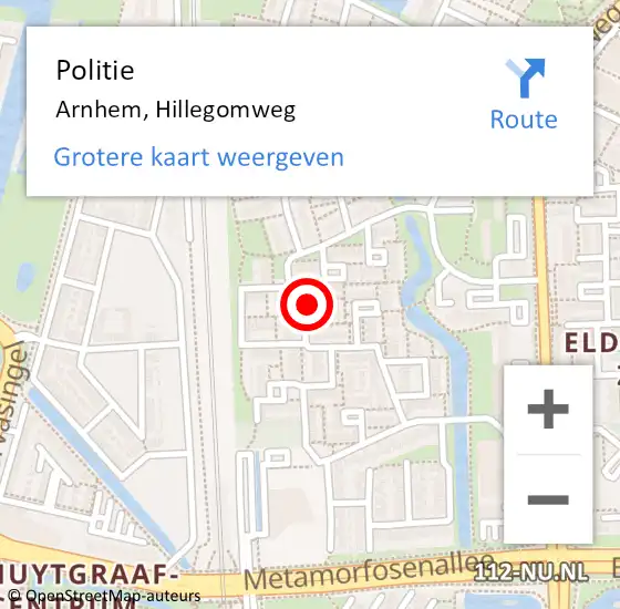 Locatie op kaart van de 112 melding: Politie Arnhem, Hillegomweg op 7 maart 2022 15:50