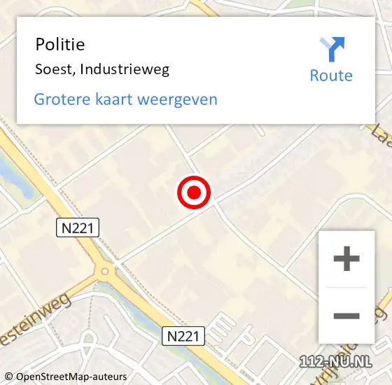Locatie op kaart van de 112 melding: Politie Soest, Industrieweg op 7 maart 2022 16:09