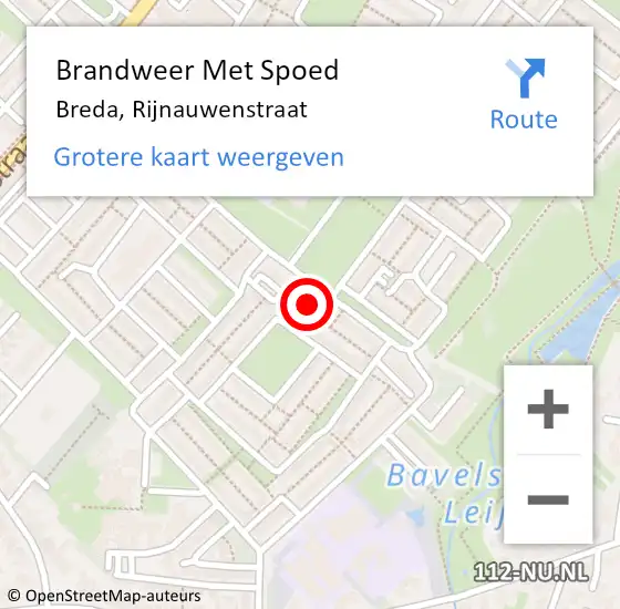Locatie op kaart van de 112 melding: Brandweer Met Spoed Naar Breda, Rijnauwenstraat op 7 maart 2022 17:04