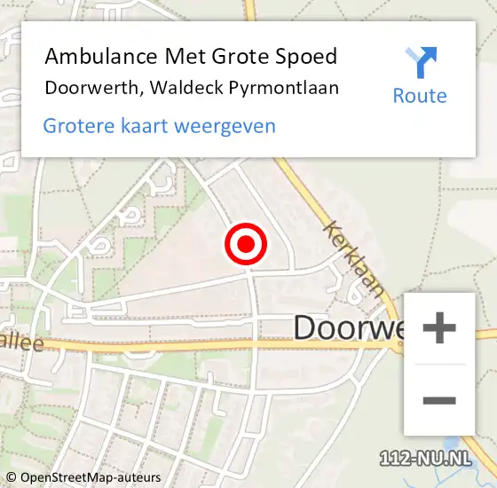 Locatie op kaart van de 112 melding: Ambulance Met Grote Spoed Naar Doorwerth, Waldeck Pyrmontlaan op 7 maart 2022 20:30
