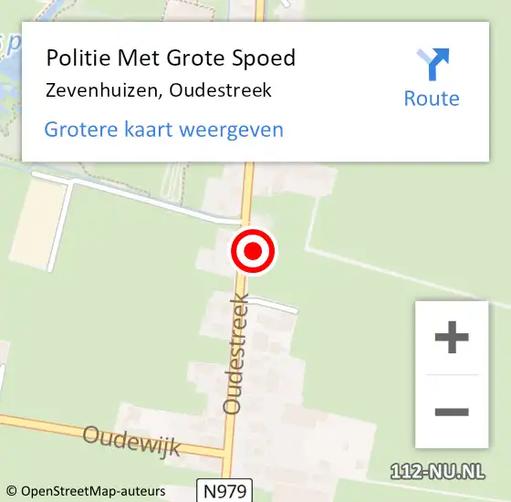 Locatie op kaart van de 112 melding: Politie Met Grote Spoed Naar Zevenhuizen, Oudestreek op 7 maart 2022 22:16