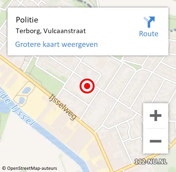 Locatie op kaart van de 112 melding: Politie Terborg, Vulcaanstraat op 7 maart 2022 22:29