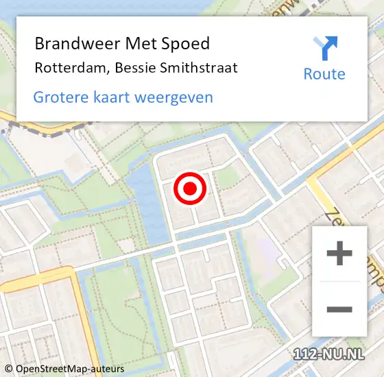 Locatie op kaart van de 112 melding: Brandweer Met Spoed Naar Rotterdam, Bessie Smithstraat op 10 juli 2014 13:22
