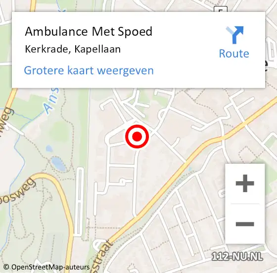 Locatie op kaart van de 112 melding: Ambulance Met Spoed Naar Kerkrade, Kapellaan op 8 maart 2022 02:33