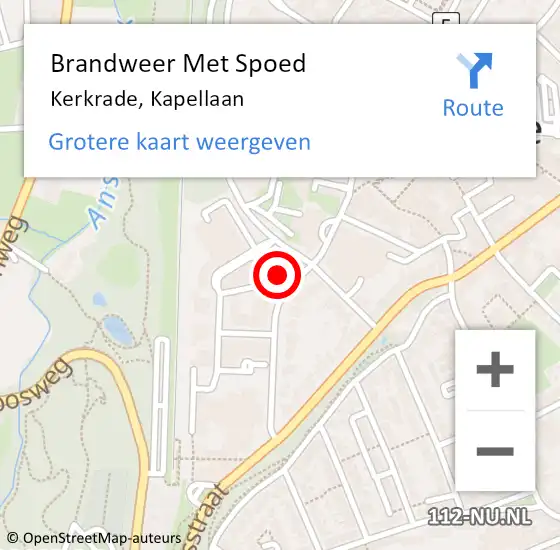 Locatie op kaart van de 112 melding: Brandweer Met Spoed Naar Kerkrade, Kapellaan op 8 maart 2022 03:10