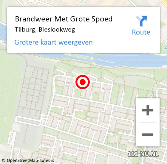Locatie op kaart van de 112 melding: Brandweer Met Grote Spoed Naar Tilburg, Bieslookweg op 8 maart 2022 09:24