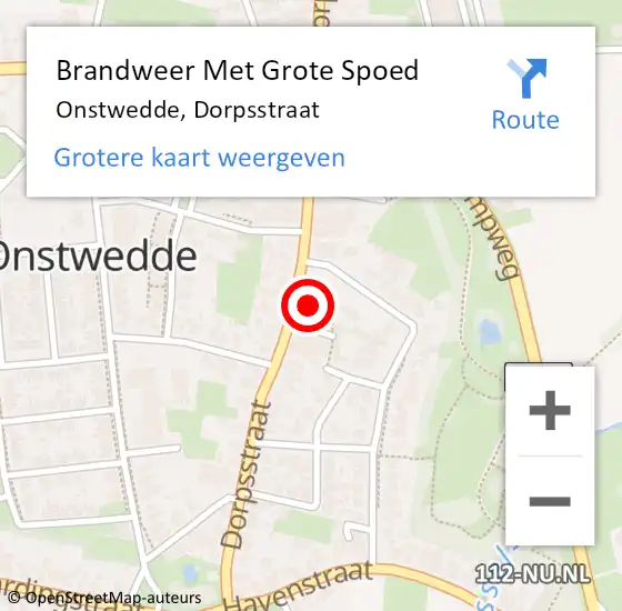 Locatie op kaart van de 112 melding: Brandweer Met Grote Spoed Naar Onstwedde, Dorpsstraat op 8 maart 2022 10:14