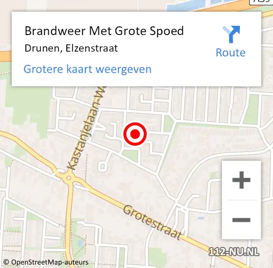 Locatie op kaart van de 112 melding: Brandweer Met Grote Spoed Naar Drunen, Elzenstraat op 8 maart 2022 10:44