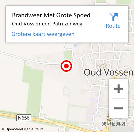 Locatie op kaart van de 112 melding: Brandweer Met Grote Spoed Naar Oud-Vossemeer, Patrijzenweg op 8 maart 2022 10:52