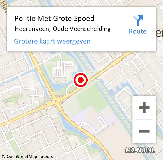 Locatie op kaart van de 112 melding: Politie Met Grote Spoed Naar Heerenveen, Oude Veenscheiding op 8 maart 2022 11:22